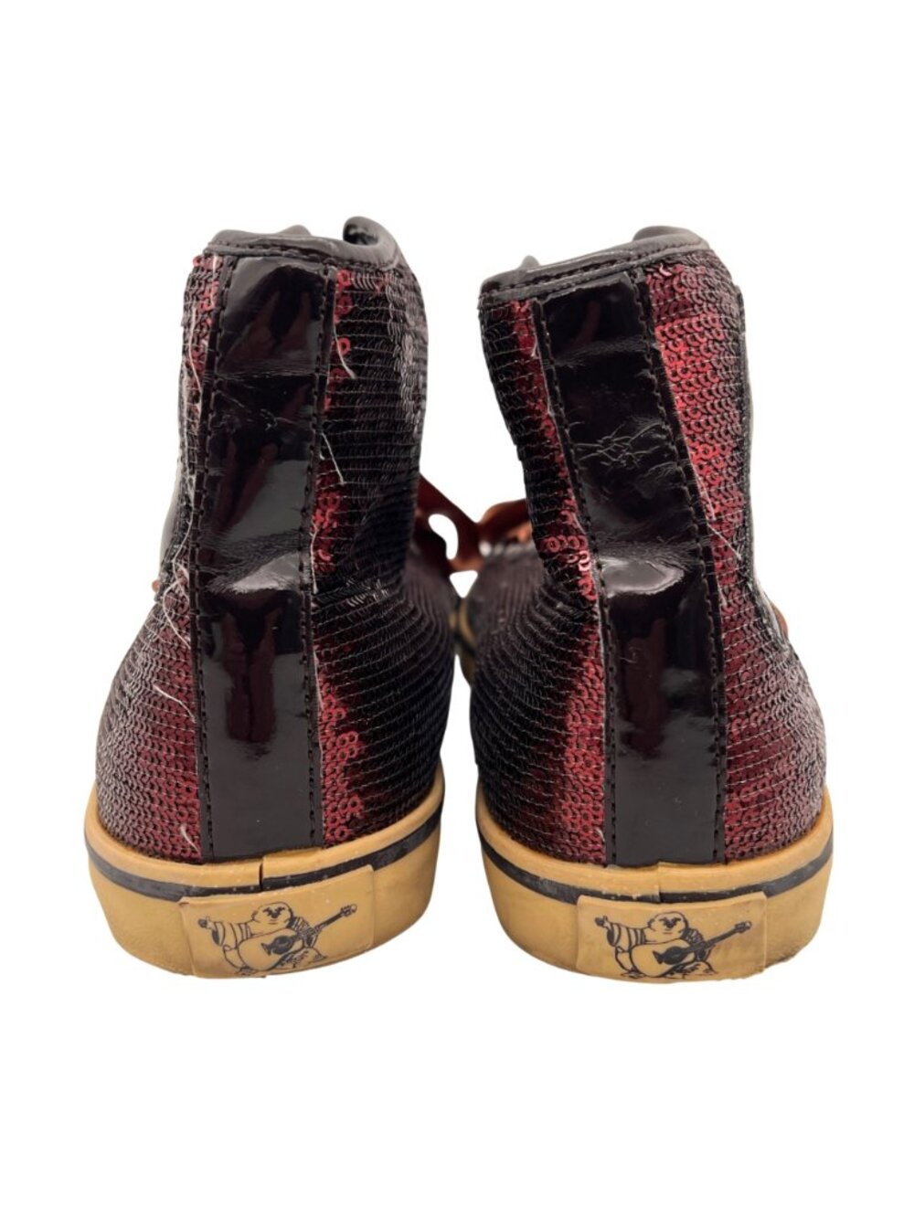 True Religion Sequin High Top Sneakers Womens Size 9.5 Burgundy Patent Leather - Picture 7 of 15